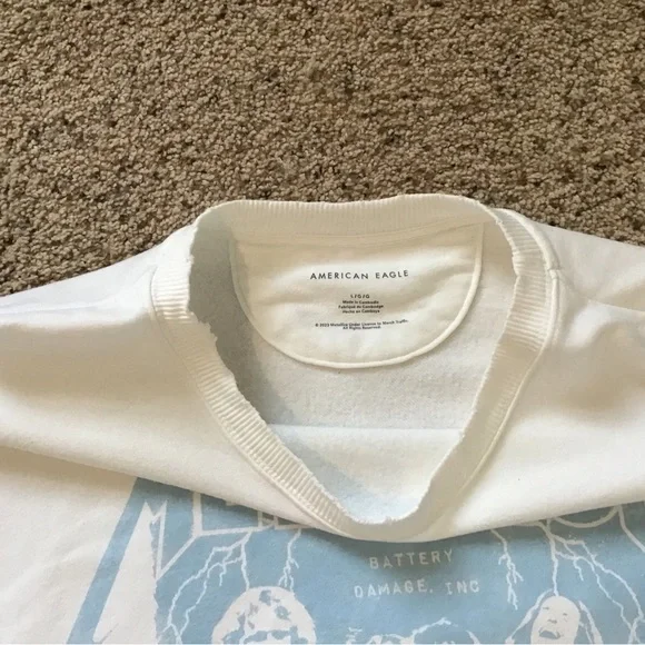 American Eagle White and Blue Graphic Sweatshirt - Picture 3 of 3